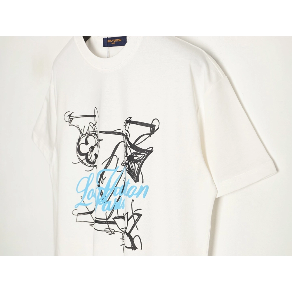 Louis Vuitton Hand-Painted Graffiti Letter Short-Sleeve T-Shirt,Louis Vuitton