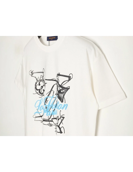 Louis Vuitton Hand-Painted Graffiti Letter Short-Sleeve T-Shirt,Louis Vuitton