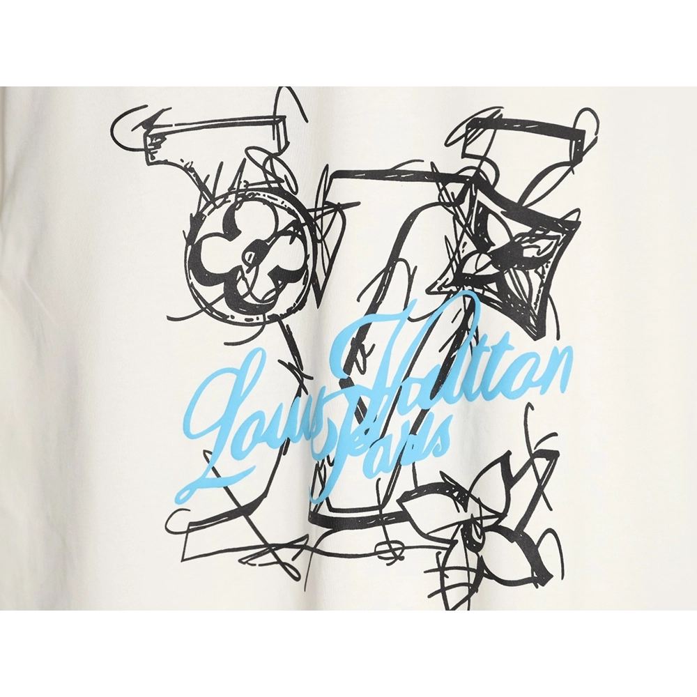Louis Vuitton Hand-Painted Graffiti Letter Short-Sleeve T-Shirt,Louis Vuitton