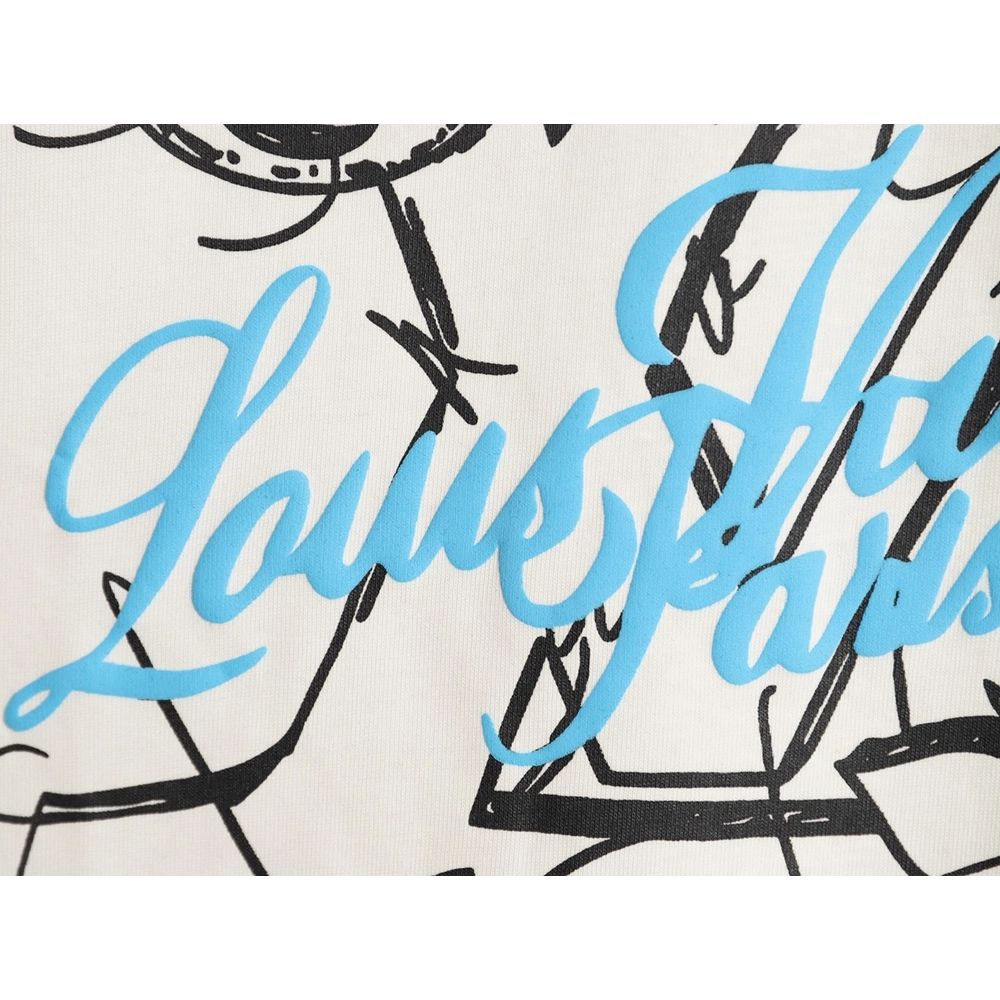Louis Vuitton Hand-Painted Graffiti Letter Short-Sleeve T-Shirt,Louis Vuitton