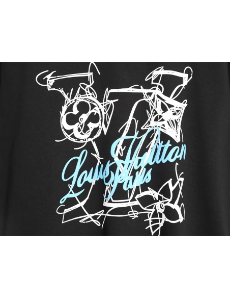 Louis Vuitton Hand-Painted Graffiti Letter Short-Sleeve T-Shirt TSK1,Louis Vuitton