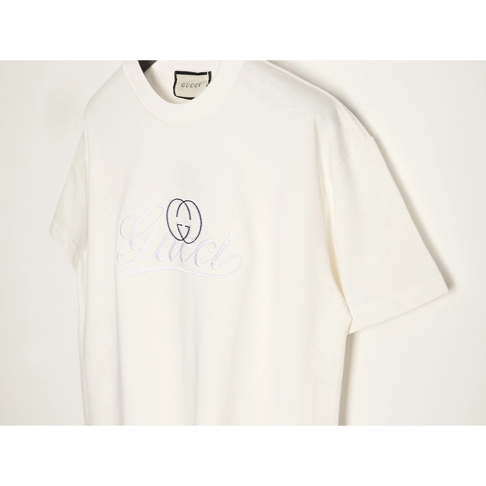 Gucci double G blue embroidered short-sleeved T-shirt,Gucci