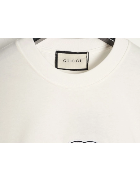 Gucci double G blue embroidered short-sleeved T-shirt,Gucci