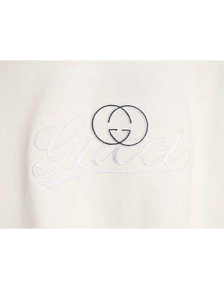 Gucci double G blue embroidered short-sleeved T-shirt,Gucci