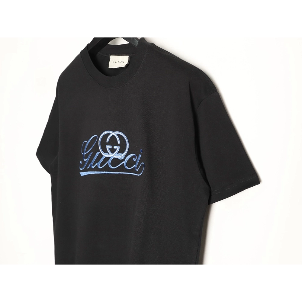 Gucci double G blue embroidered short-sleeved T-shirt TSK1,Gucci