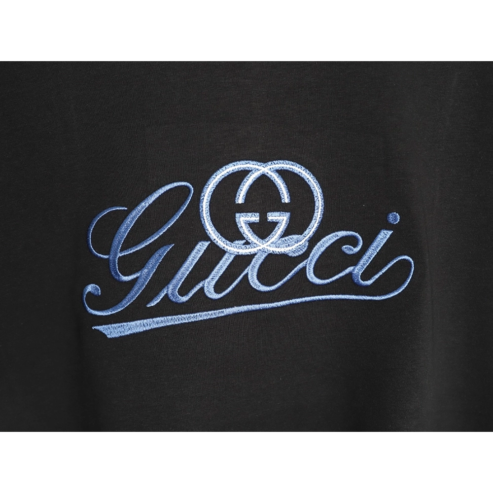 Gucci double G blue embroidered short-sleeved T-shirt TSK1,Gucci