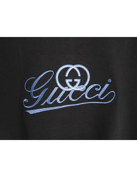 Gucci double G blue embroidered short-sleeved T-shirt TSK1,Gucci