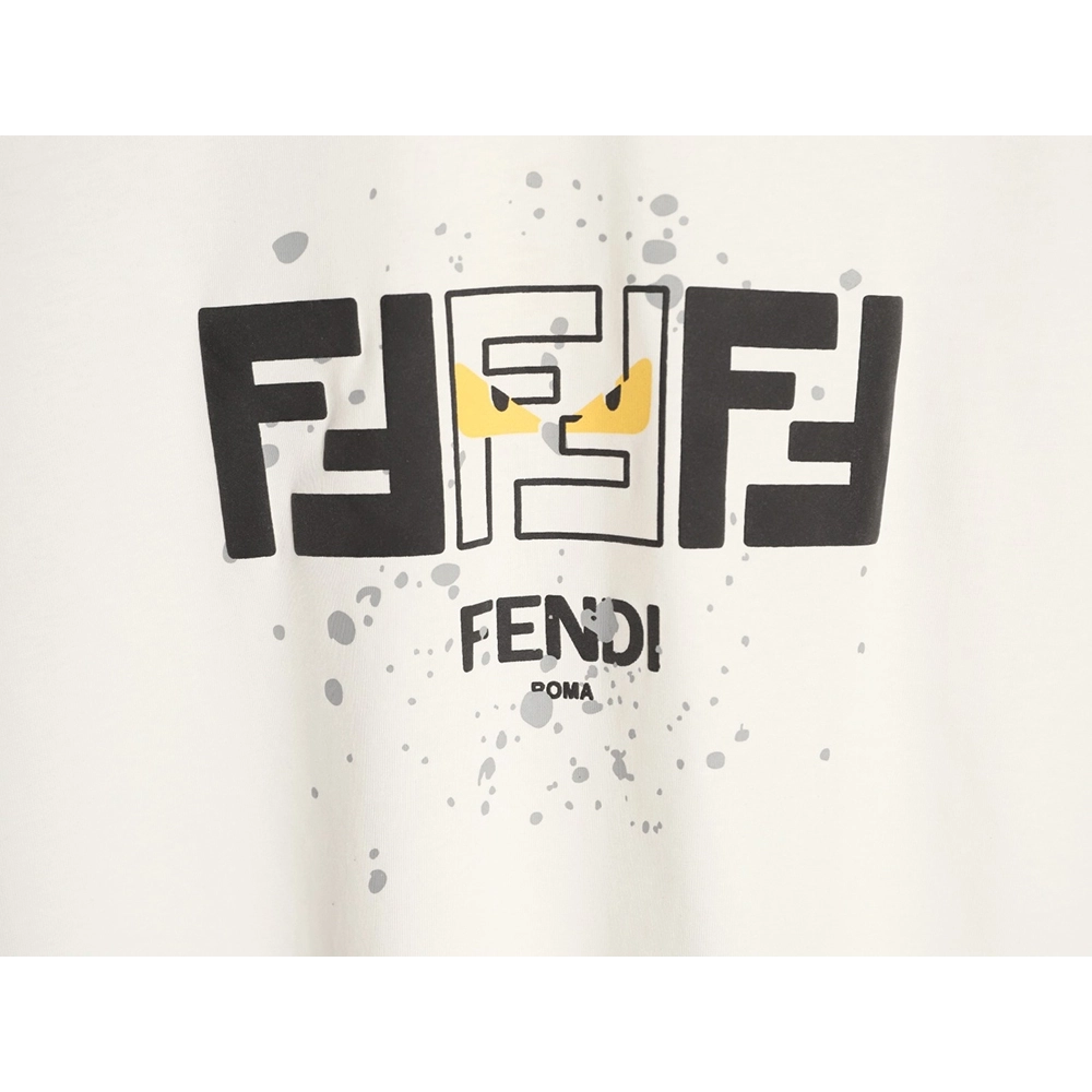 Fendi Splatter Monster Black and White Double F Logo Short-Sleeve T-Shirt,Fendi