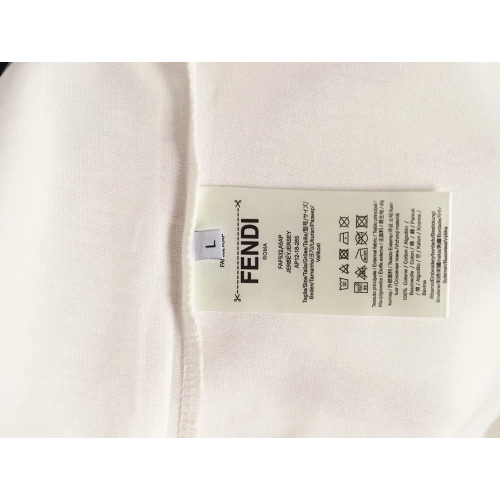 Fendi Splatter Monster Black and White Double F Logo Short-Sleeve T-Shirt,Fendi