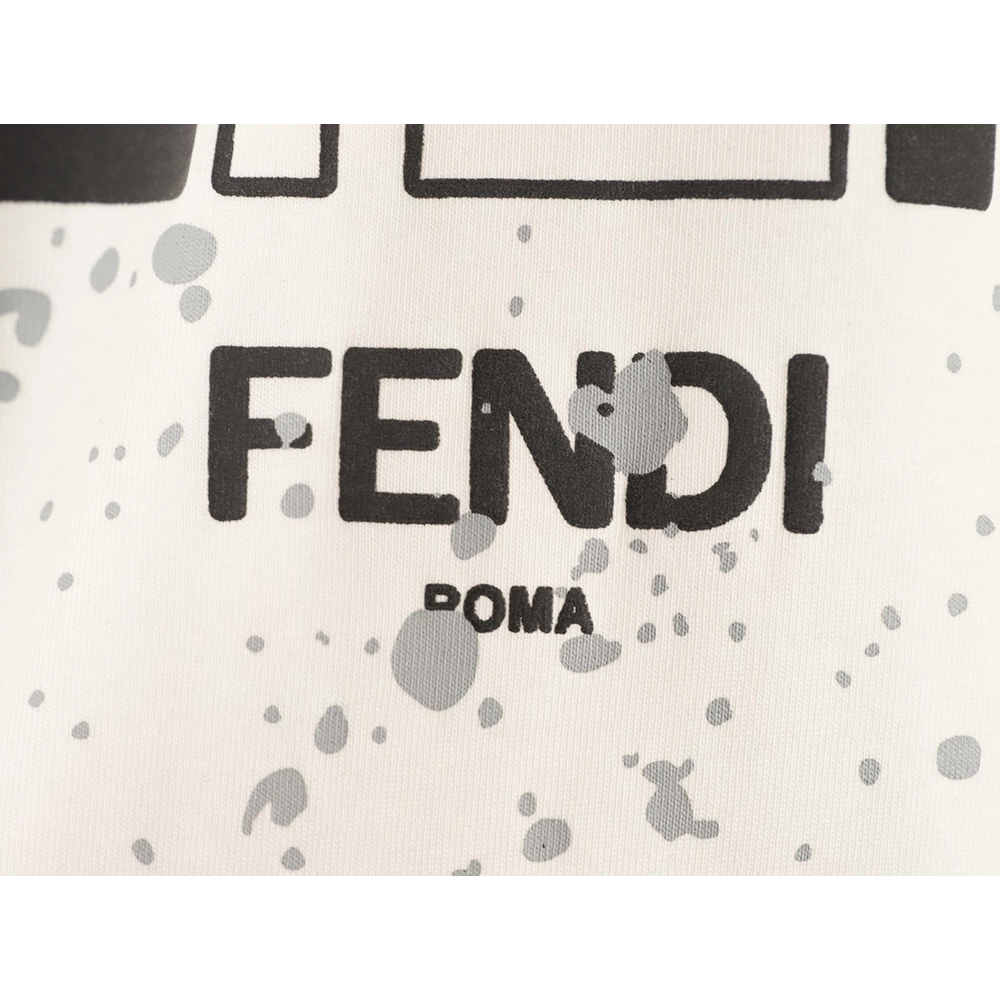 Fendi Splatter Monster Black and White Double F Logo Short-Sleeve T-Shirt,Fendi
