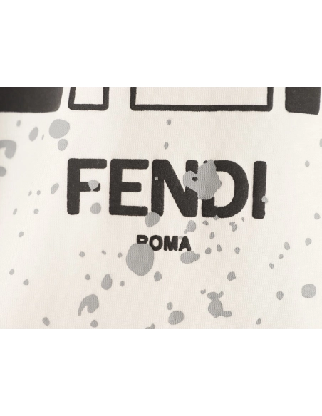 Fendi Splatter Monster Black and White Double F Logo Short-Sleeve T-Shirt,Fendi