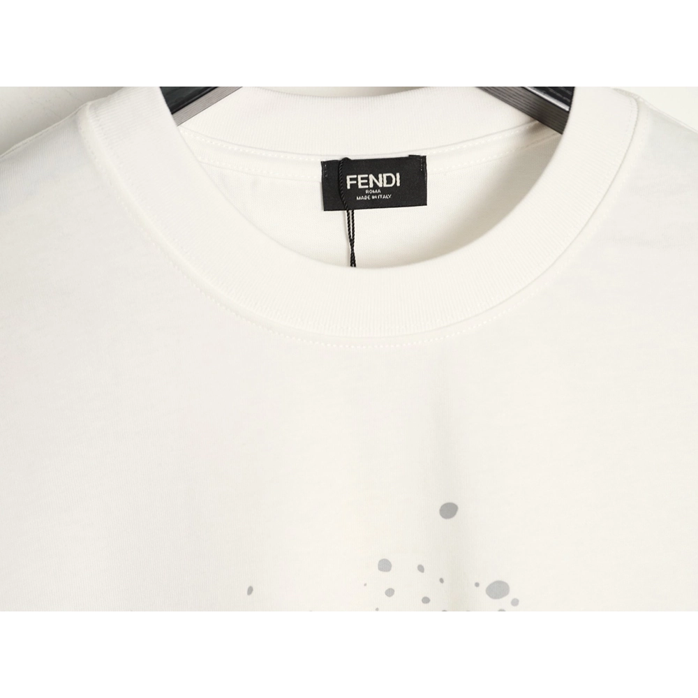 Fendi Splatter Monster Black and White Double F Logo Short-Sleeve T-Shirt,Fendi