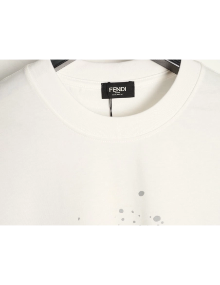 Fendi Splatter Monster Black and White Double F Logo Short-Sleeve T-Shirt,Fendi