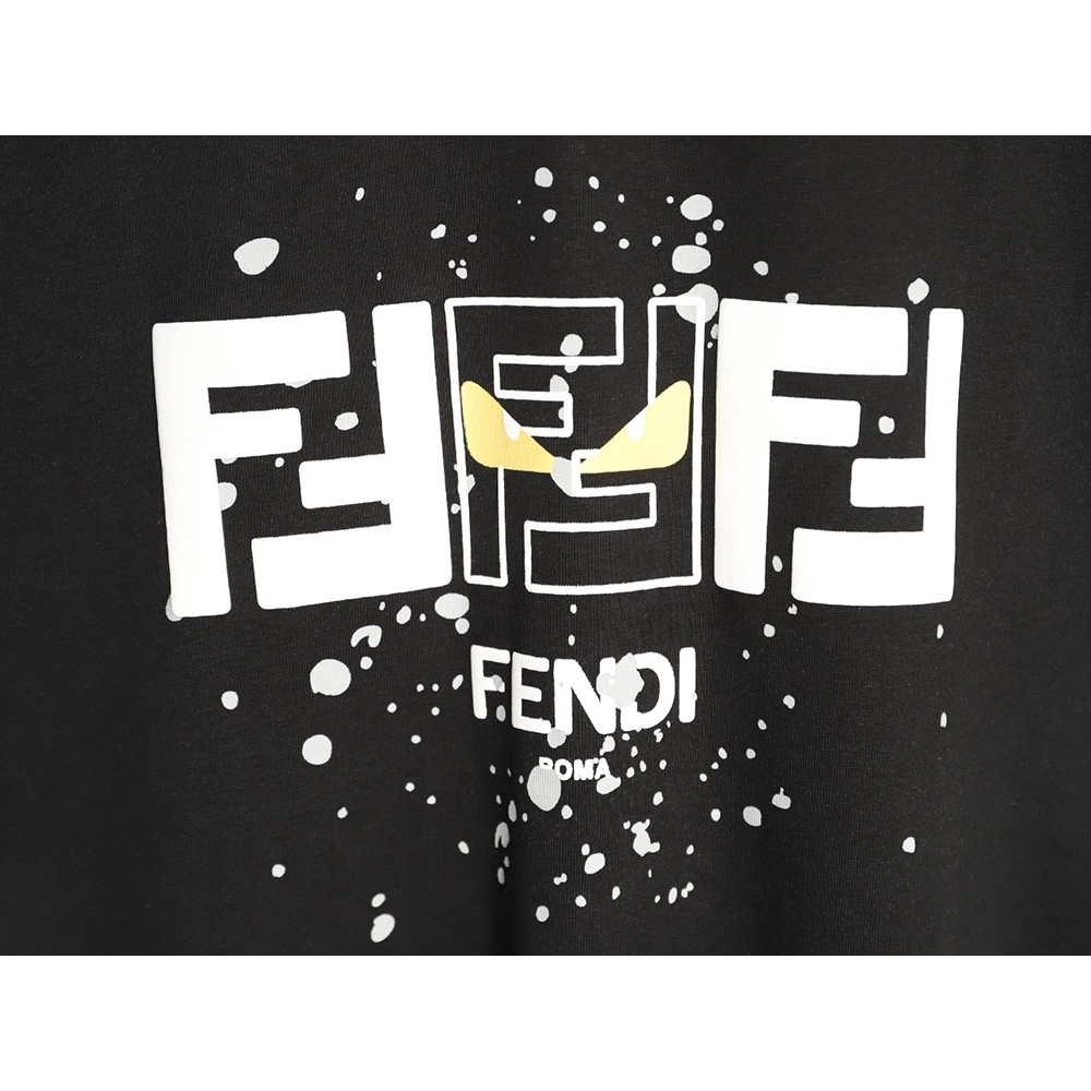 Fendi Splatter Monster Black and White Double F Logo Short-Sleeve T-Shirt TSK1,Fendi