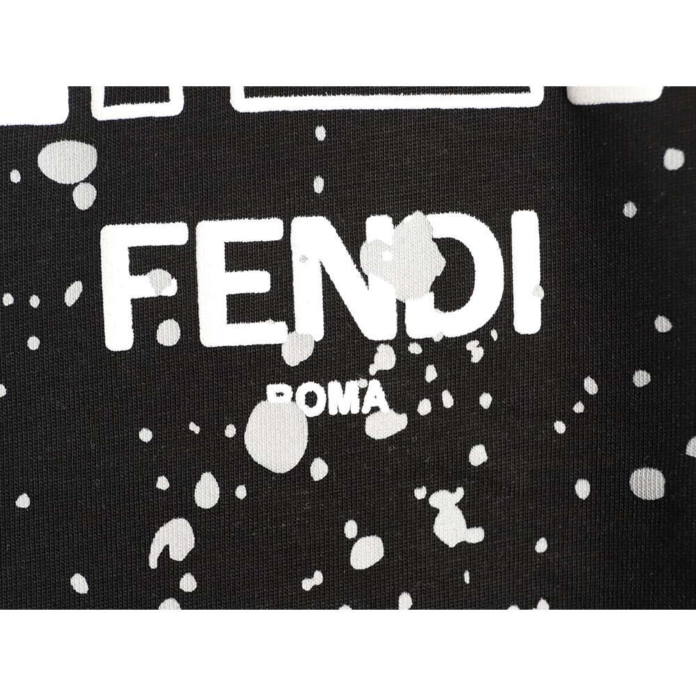 Fendi Splatter Monster Black and White Double F Logo Short-Sleeve T-Shirt TSK1,Fendi