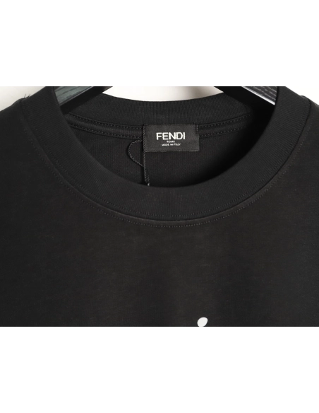 Fendi Splatter Monster Black and White Double F Logo Short-Sleeve T-Shirt TSK1,Fendi