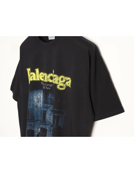 Balenciaga store night scene print short-sleeved T-shirt,Balenciaga