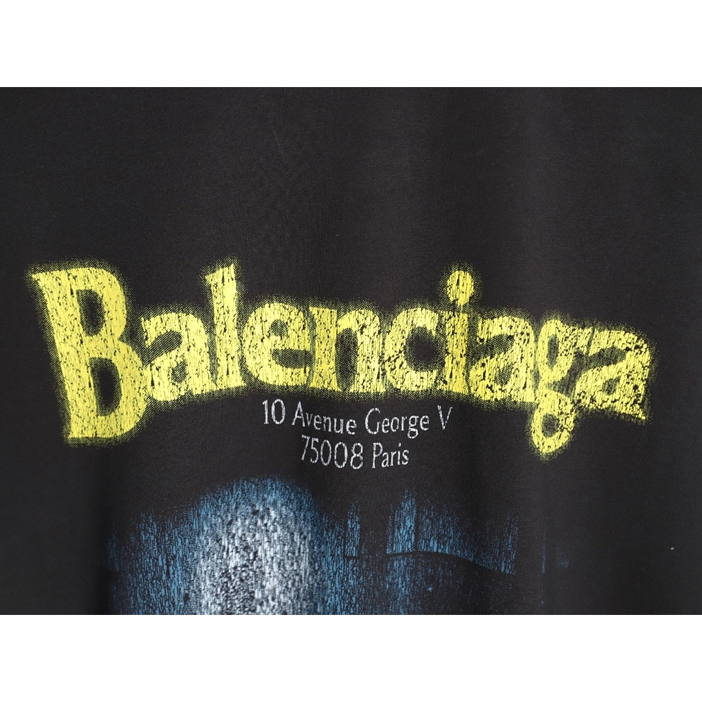 Balenciaga store night scene print short-sleeved T-shirt,Balenciaga