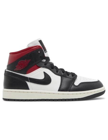 Air Jordan 1 Mid Black Sail Gym Red BQ6472 061,AIR JORDAN 1 HIGH,Air Jordan