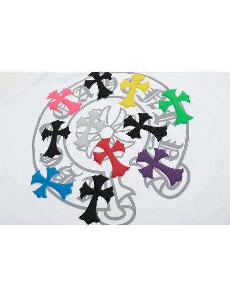 Chrome Hearts T Shirts Rainbow Cross Print  ,Chrome Hearts T Shirt,Tshirt,APPAREL