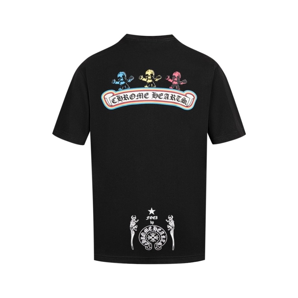 Chrome Hearts T Shirts Foti Series Colorful Skull Print Short Sleeve Unisex  ,Chrome Hearts T Shirt,Tshirt,APPAREL