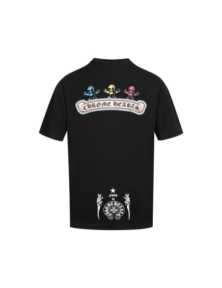 Chrome Hearts T Shirts Foti Series Colorful Skull Print Short Sleeve Unisex  ,Chrome Hearts T Shirt,Tshirt,APPAREL