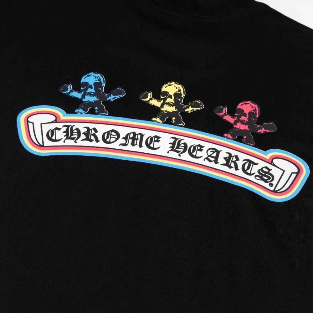 Chrome Hearts T Shirts Foti Series Colorful Skull Print Short Sleeve Unisex  ,Chrome Hearts T Shirt,Tshirt,APPAREL