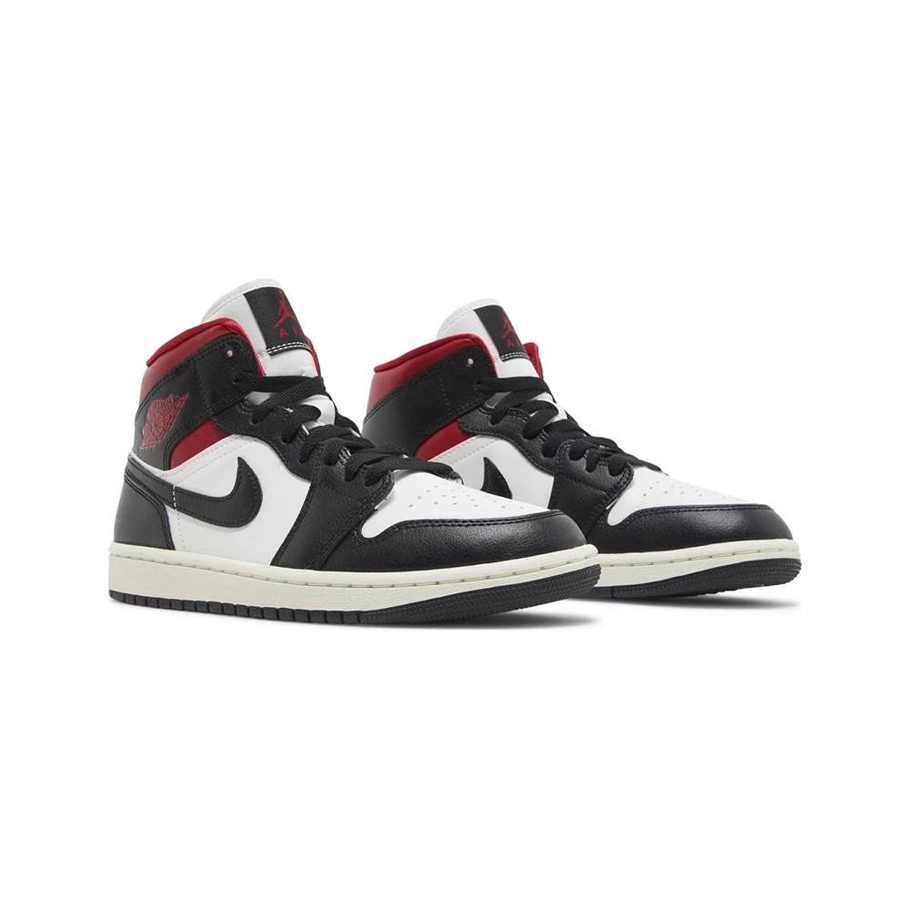 Air Jordan 1 Mid Black Sail Gym Red BQ6472 061,AIR JORDAN 1 HIGH,Air Jordan
