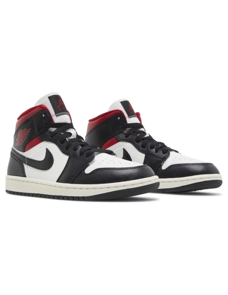 Air Jordan 1 Mid Black Sail Gym Red BQ6472 061,AIR JORDAN 1 HIGH,Air Jordan
