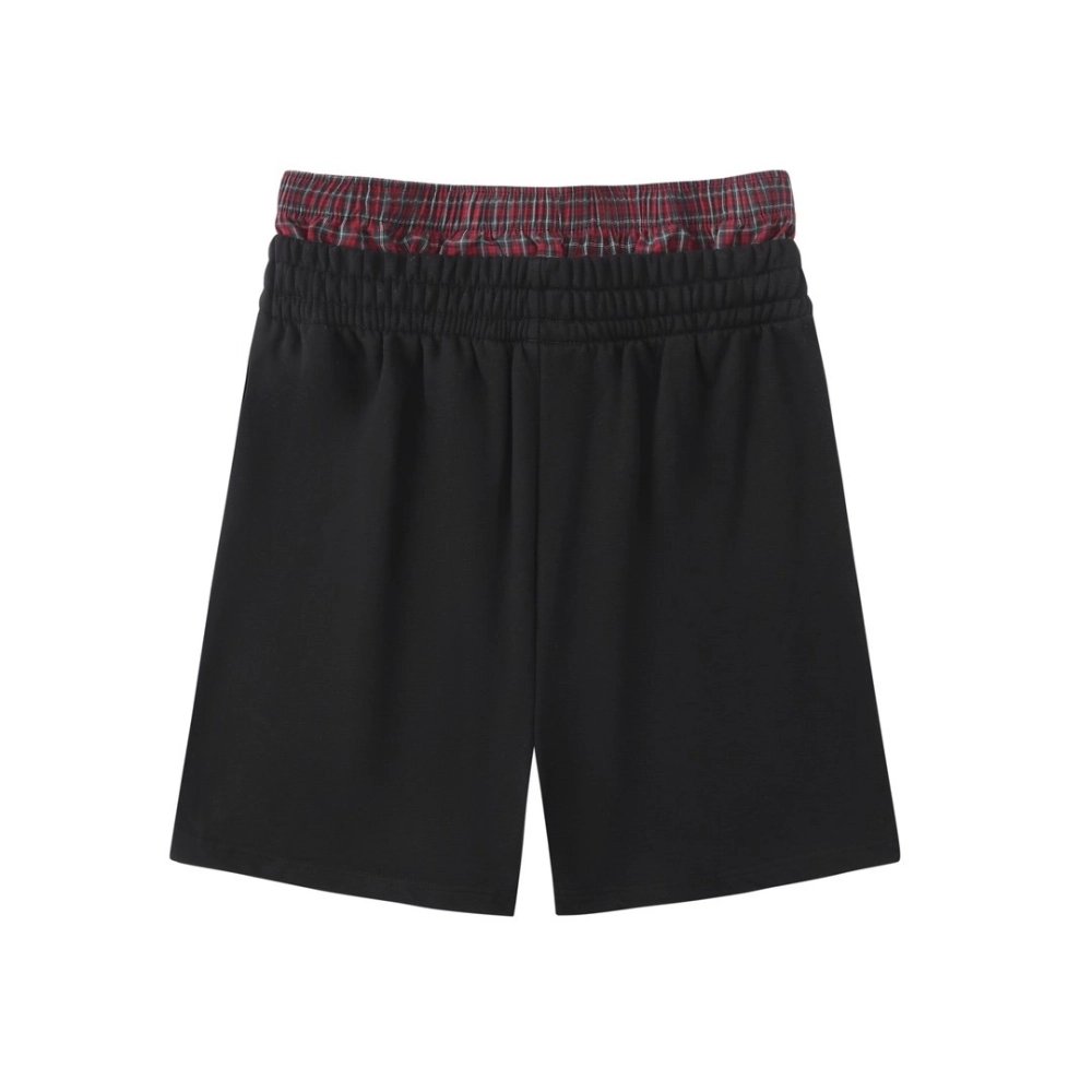 Balenciaga Plaid Patchwork Mock-Layer Shorts