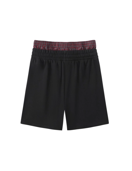Balenciaga Plaid Patchwork Mock-Layer Shorts