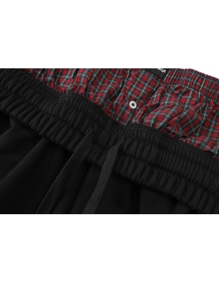 Balenciaga Plaid Patchwork Mock-Layer Shorts