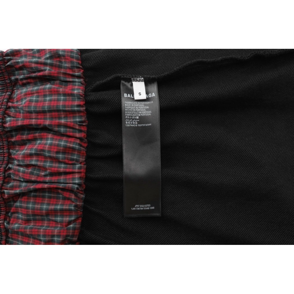 Balenciaga Plaid Patchwork Mock-Layer Shorts