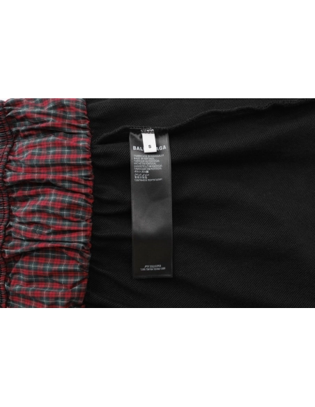 Balenciaga Plaid Patchwork Mock-Layer Shorts