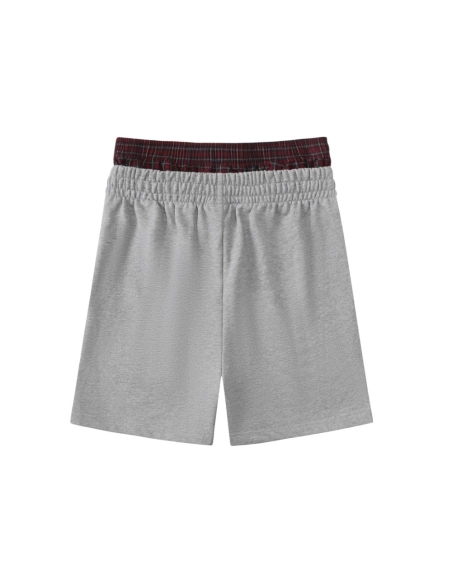Balenciaga Plaid Button Mock-Layer Shorts