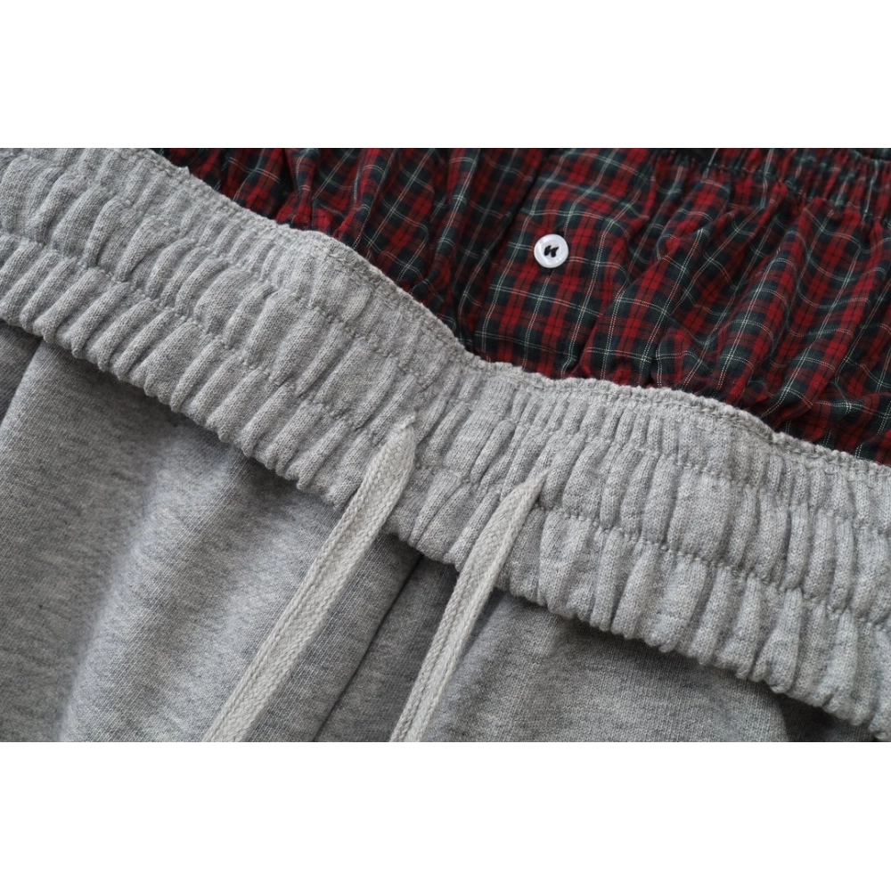 Balenciaga Plaid Button Mock-Layer Shorts