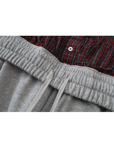 Balenciaga Plaid Button Mock-Layer Shorts
