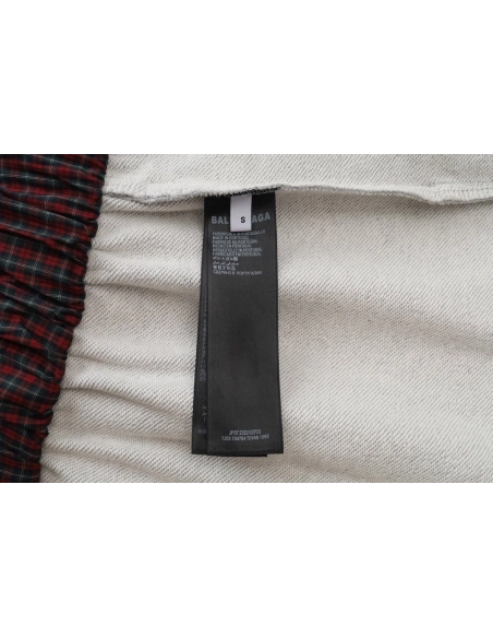 Balenciaga Plaid Button Mock-Layer Shorts