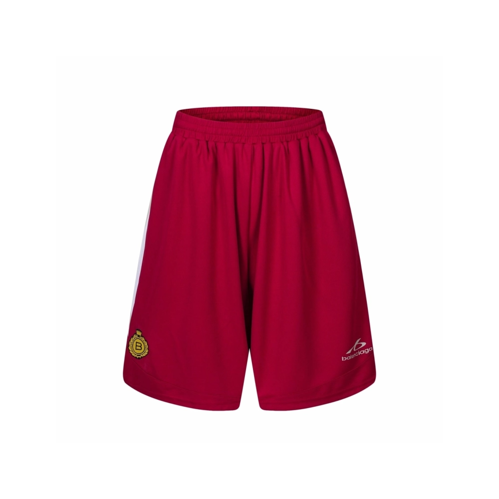 Balenciaga Burgundy-and-White Contrast Quick-Dry Soccer Shorts