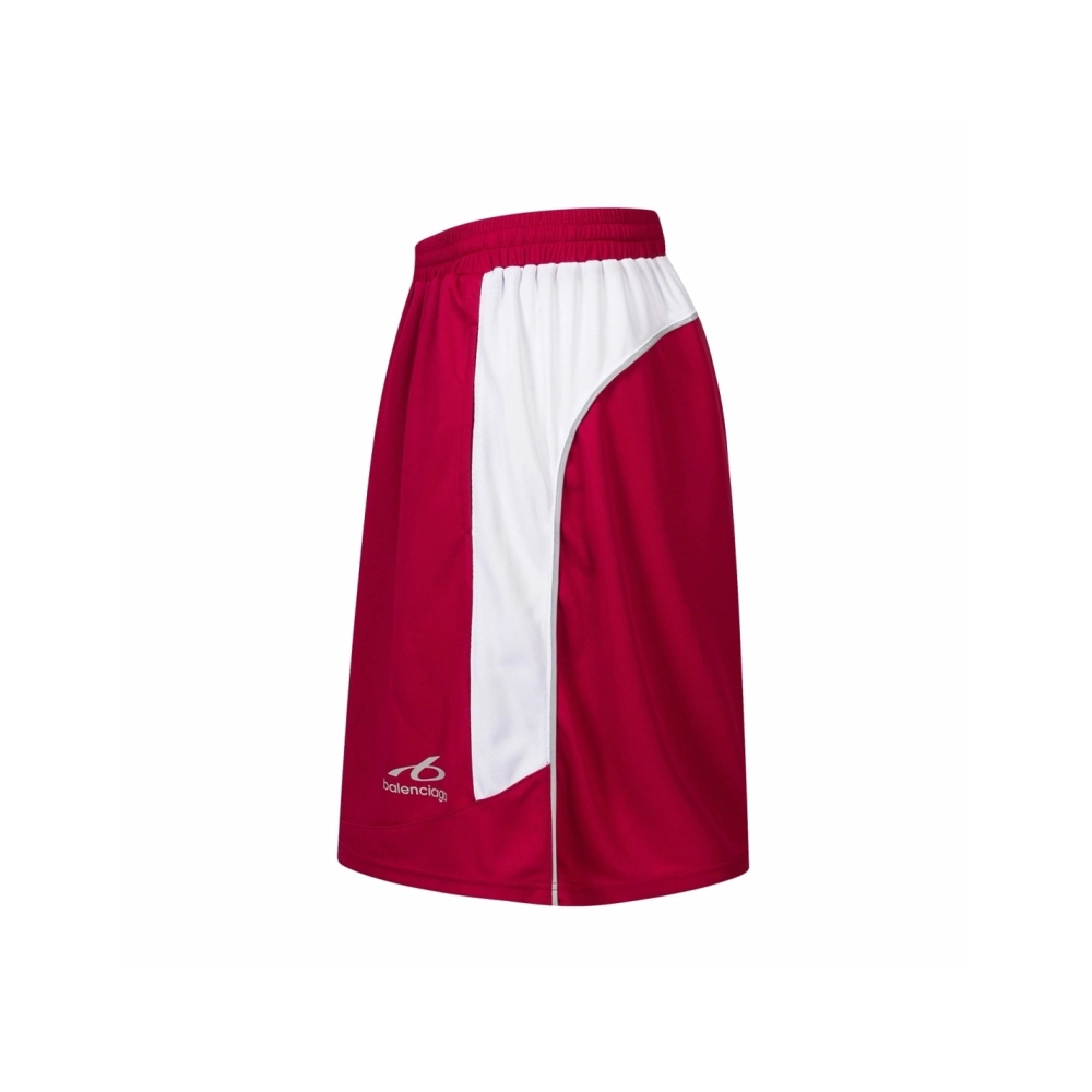 Balenciaga Burgundy-and-White Contrast Quick-Dry Soccer Shorts