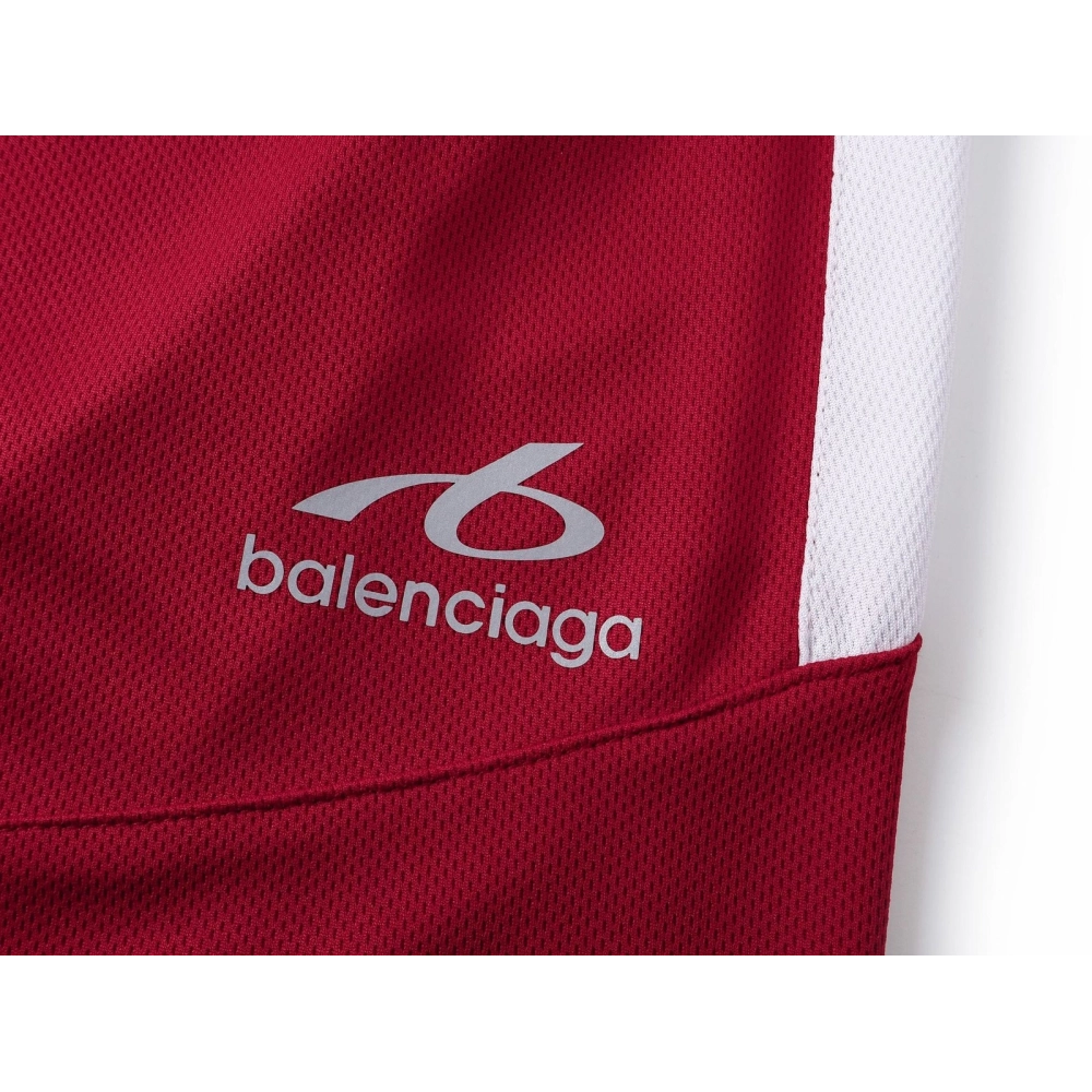 Balenciaga Burgundy-and-White Contrast Quick-Dry Soccer Shorts