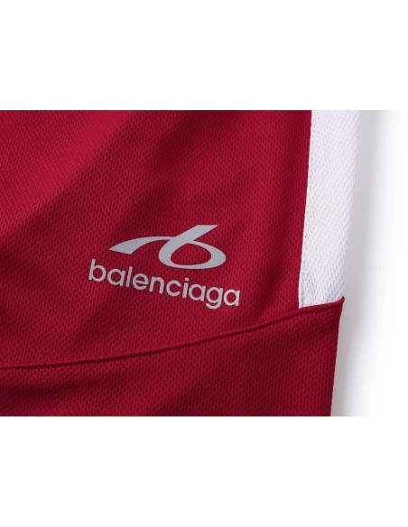 Balenciaga Burgundy-and-White Contrast Quick-Dry Soccer Shorts