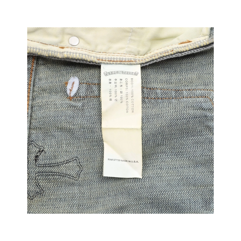 Chrome Hearts Cross Leather Patch Distressed Denim Trousers