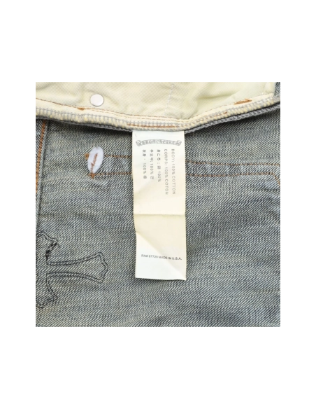 Chrome Hearts Cross Leather Patch Distressed Denim Trousers