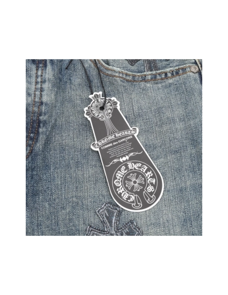 Chrome Hearts Cross Leather Patch Distressed Denim Trousers