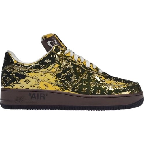 Louis Vuitton x Air Force 1 Low Metallic Gold,NIKE AIR FORCE,NIKE SHOES Reps