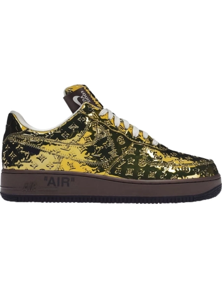 Louis Vuitton x Air Force 1 Low Metallic Gold,NIKE AIR FORCE,NIKE SHOES Reps