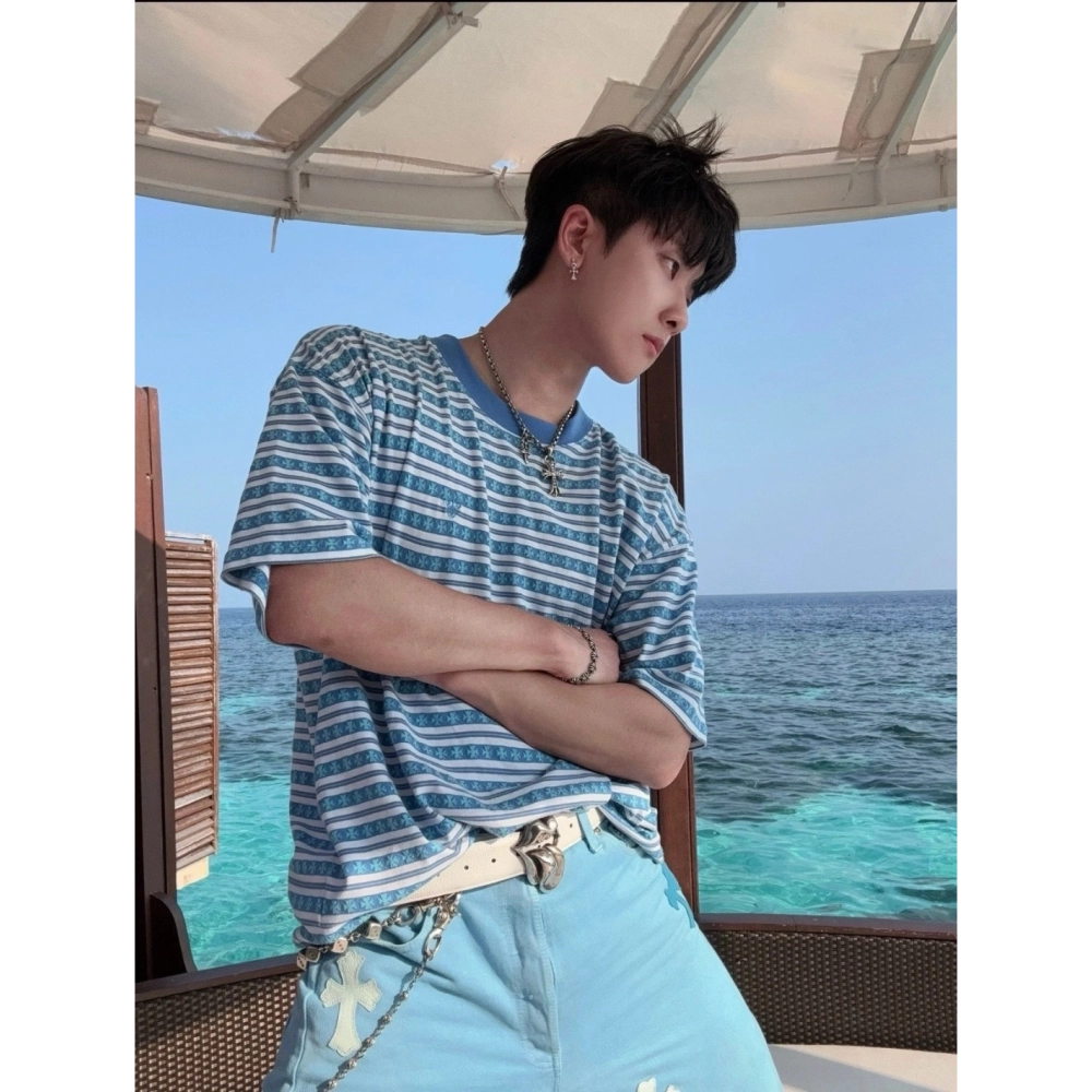 Chrome Hearts Cross Stripe Short Sleeve 066