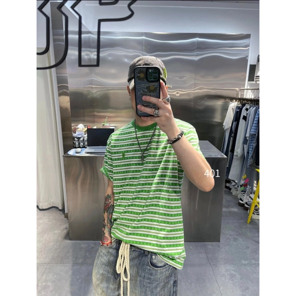 Chrome Hearts Cross Stripe Short Sleeve 067