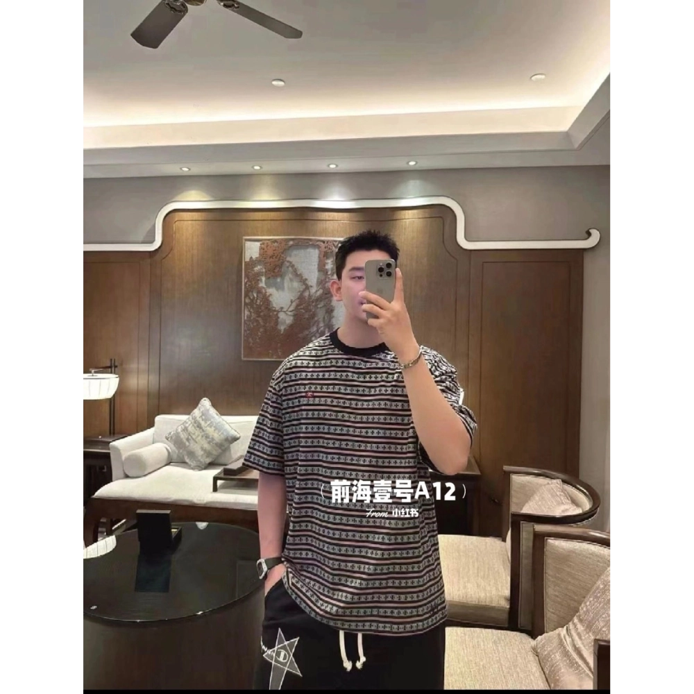 Chrome Hearts Cross Stripe Short Sleeve 068